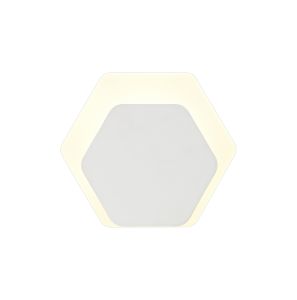 Horsley Magnetic Base Wall Lamp, 12W LED 3000K 498lm, 15/19cm Horizontal Hexagonal Bottom Offset, Sand White/Acrylic Frosted Diffuser