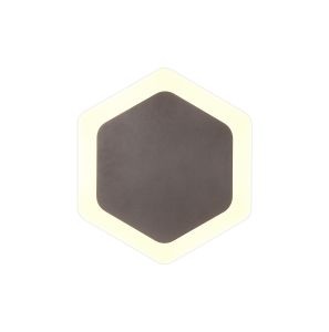 Horsley Magnetic Base Wall Lamp, 12W LED 3000K 498lm, 15/19cm Vertical Hexagonal Centre, Coffee/Acrylic Frosted Diffuser