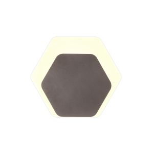 Horsley Magnetic Base Wall Lamp, 12W LED 3000K 498lm, 15/19cm Horizontal Hexagonal Bottom Offset, Coffee/Acrylic Frosted Diffuser
