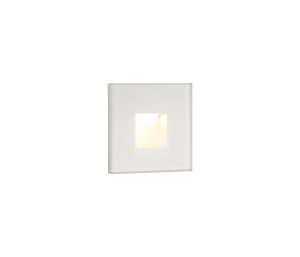Hydro Recessed Square Glass Fronted Wall Lamp, 1 x 1.8W LED, 3000K, 70lm, IP65, White, 3yrs Warranty