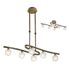 Ice Rectangular Telescopic Convertible To Semi Flush 6 Light G9 ECO, Antique Brass