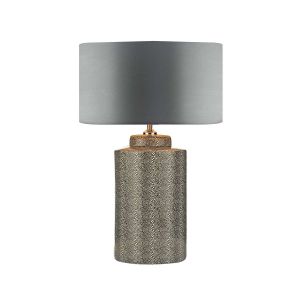 Igor 1 Light E27 Grey Shagreen Table Lamp With Inline Switch C/W Hilda Grey Faux Silk 40cm Drum Shade