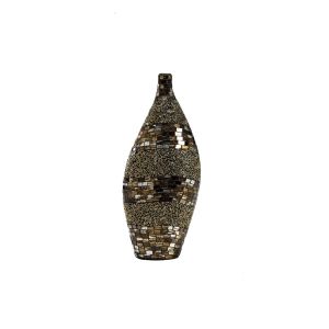 (DH) Ira Mosaic Vase Tall Brown/French Gold