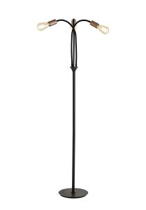 Issa Flexible Floor Lamp, 3 Light E27, Satin Black/Brushed Copper