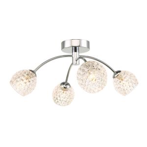Izzy 4 Light G9 Polished Chrome Semi Flush Ceiling Light C/W Clear Dimpled Open Style Glass Shade