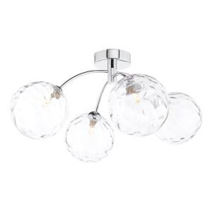 Izzy 4 Light G9 Polished Chrome Semi Flush Ceiling Light C/W Clear Dimpled Glass Shade