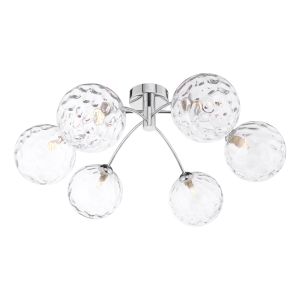 Izzy 6 Light G9 Polished Chrome Semi Flush Ceiling Light C/W Clear Dimpled Glass Shade