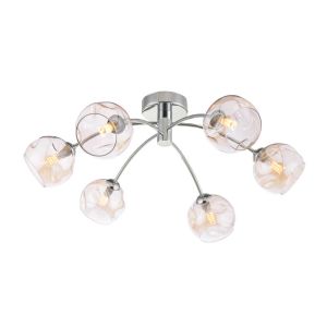 Izzy 6 Light G9 Polished Chrome Semi Flush Ceiling Light C/W Champagne Organic Glass Shades