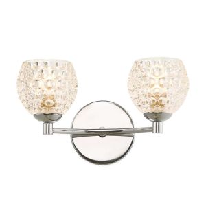 Izzy 2 Light G9 Polished Chrome Wall Light C/W Clear Dimpled Open Style Glass Shade