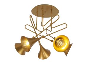 Jazz Ceiling, 76cm Round, 5 x E27 (Max 20W), Gold Painting