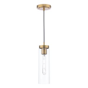 Jodelle 1 Light E27 Poished Bronze Adjsutable Pendant With Clear Ribbed Glass Shade