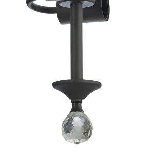 Jodel 2 Light Semi Flush Ceiling E27 With Round 30cm Prismatic Effect Glass Shade Graphite/Clear