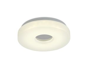 Joop 29cm IP44 12W LED Small Flush Ceiling Light, 4000K 1000lm CRI80, Polished Chrome With White Acrylic Diffuser