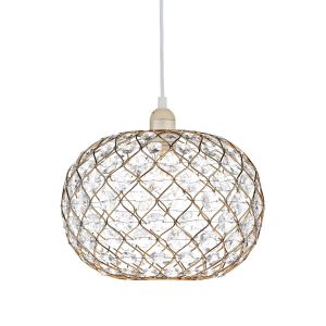 Juanita E27 Non Electrical Gold Finish Frame Shade With Faceted Acrylic Heptagonal Beads (Shade Only)