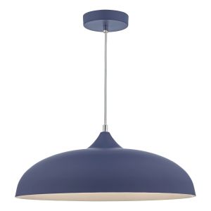 Kablooma 1 Light E27 Blue Adjustable Curved Dome Pendant With White Inner