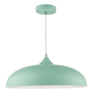 Kablooma 1 Light E27 Green Adjustable Curved Dome Pendant With White Inner