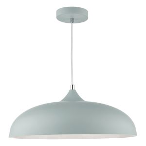 Kablooma 1 Light E27 Matt Grey Adjustable Curved Dome Pendant With White Inner