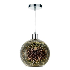 Kai E27 Non Electric Silver Mirror 3D Glass Globe Shade With Exploding Speckles Of Light (Glass Shade Only)