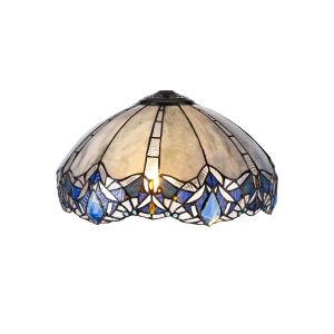 Kaka Tiffany 40cm Shade Only Suitable For Pendant/Ceiling/Table Lamp, Blue/Clear Crystal