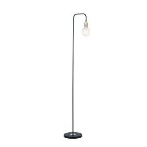 Kiefer 1 Light E27 Black & Antique Brass Floor Lamp With Inline Foot Switch