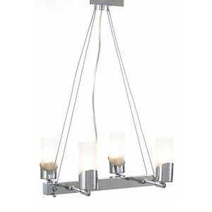 Kopus Rectangular Pendant On Cable 4 Light G9 Polished Chrome/Frosted Glass