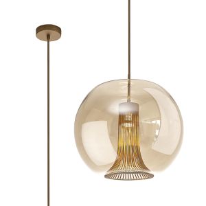 Kriss 40cm Squircle Pendant, 1 Light GU10, Bronze/Bronze Glass Shade With Inner Lined Funnel Glass