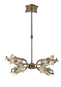 Kromo Telescopic Convertible To Semi Flush 4 Light G9, Antique Brass