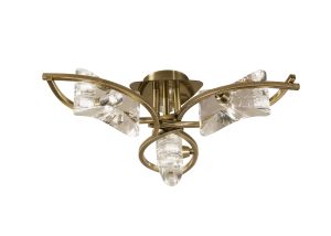 Kromo Ceiling 3 Light G9, Antique Brass