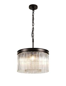 Lantau Small Round Pendant/Semi Flush, 5 Light E14, Brown Oxide