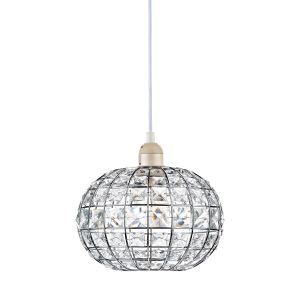 Letitia E27 Non Electric Chrome Finish Frame Shade With Faceted Crystal Glass Sqaure Shaped Beads (Shade Only)