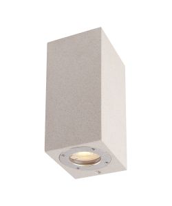 Jeno Rectangular Wall Lamp, 2 x GU10 (Max 12W), IP65, White Concrete, 2yrs Warranty