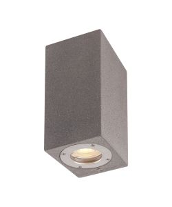 Jeno Rectangular Wall Lamp, 2 x GU10 (Max 12W), IP65, Grey Concrete, 2yrs Warranty
