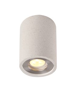 Levi 9cm Round Spotlight, 1 x GU10 (Max 12W), IP65, White Concrete, 2yrs Warranty