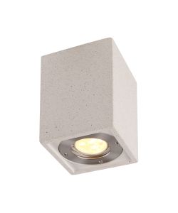 Levi Rectangular Spotlight, 1 x GU10 (Max 12W), IP65, White Concrete, 2yrs Warranty