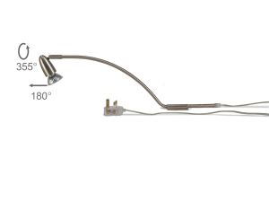 Lex Over Cabinet 1 Light GU10 With Adjustable Head And 2m Cable c/w BS Plug Satin Nickel
