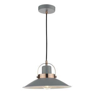 Liden 1 Light E27 Graphite Adjustable Pendant With Copper Detailing Giving You A Softer Industrial Look