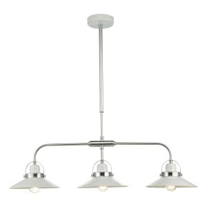 Liden 3 Light E14 White Adjustable Linear Bar Pendant With Polished Chrome Detailing Giving You A Softer Industrial Look