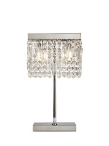 Lit 30x10cm Rectangular Table Lamp, 2 Light E14, Polished Chrome / Crystal