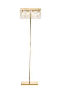 Lit 50x15cm Rectangular Floor Lamp, 4 Light E14, Gold / Crystal