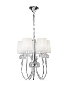 Loewe Slim Pendant 5 Light E14, Polished Chrome With White Shades