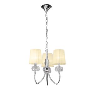 Loewe Pendant 3 Light E14, Polished Chrome With Ccrain Shades