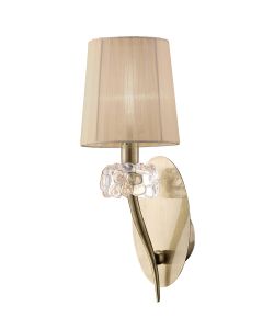 Loewe Wall Lamp Switched 1 Light E14, Antique Brass With Soft Bronze Shade