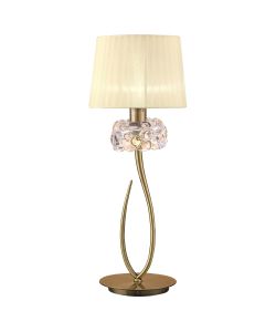 Loewe Table Lamp 1 Light E27 Large, Antique Brass With Ccrain Shade