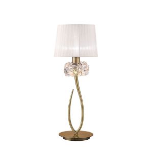 Loewe Table Lamp 1 Light E27 Large, Antique Brass With White Shade (4736)