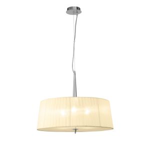 Loewe Single Pendant 3 Light E27, Polished Chrome With Cream Shade