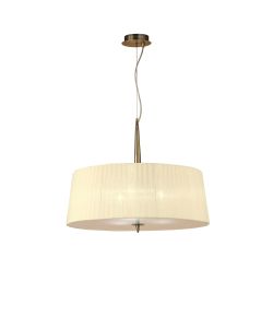 Loewe Single Pendant 3 Light E27, Antique Brass With Ccrain Shade