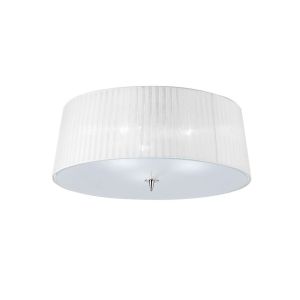 Loewe Flush Ceiling 3 Light E27, Polished Chrome With White Shade