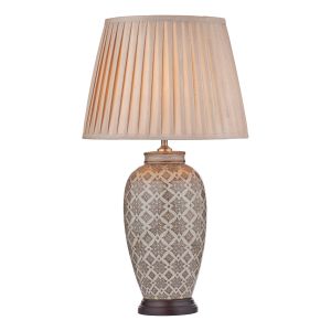 Louise 1 Light E27 Brown With Ccrain Table Lamp With Inline Switch (Base Only)