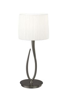 Lua Table Lamp 1 Light E27, Satin Nickel Large With White Shade