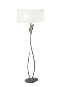 Lua Floor Lamp 2 Light E27, Satin Nickel With White Shade Item Weight: 16.8kg